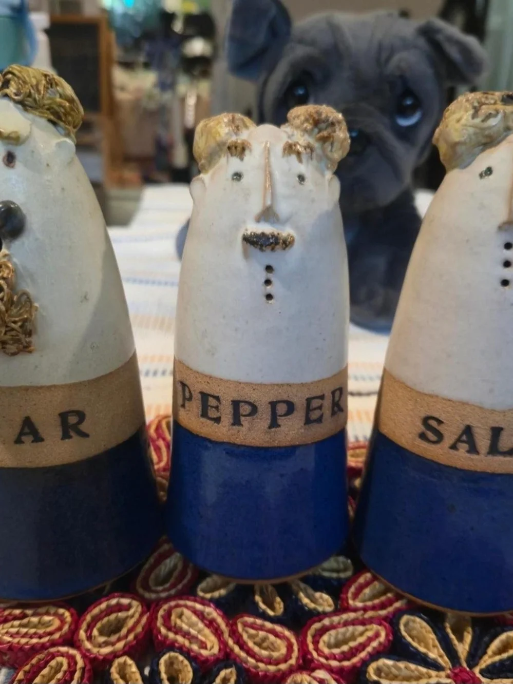 Vintage, Endleman,Ceramic Pepper Shaker - Blue & Cream Novelty
